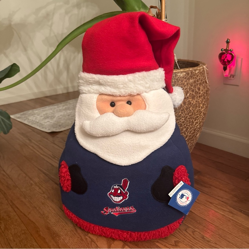 NWT RARE 2000s CLEVELAND INDIANS GUARDIANS MLB BASEBALL CHRISTMAS PLUSH PILLOW